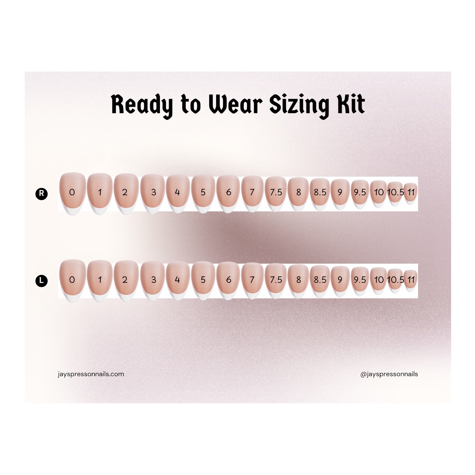 Ready to Wear Sizing Kit - Classic French - Jay's Press On Nails